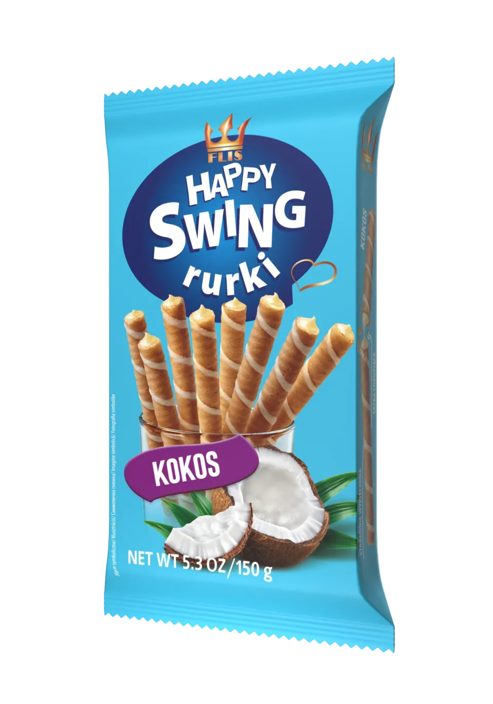 Happy Swing Kokos 150 g — rurki waflowe