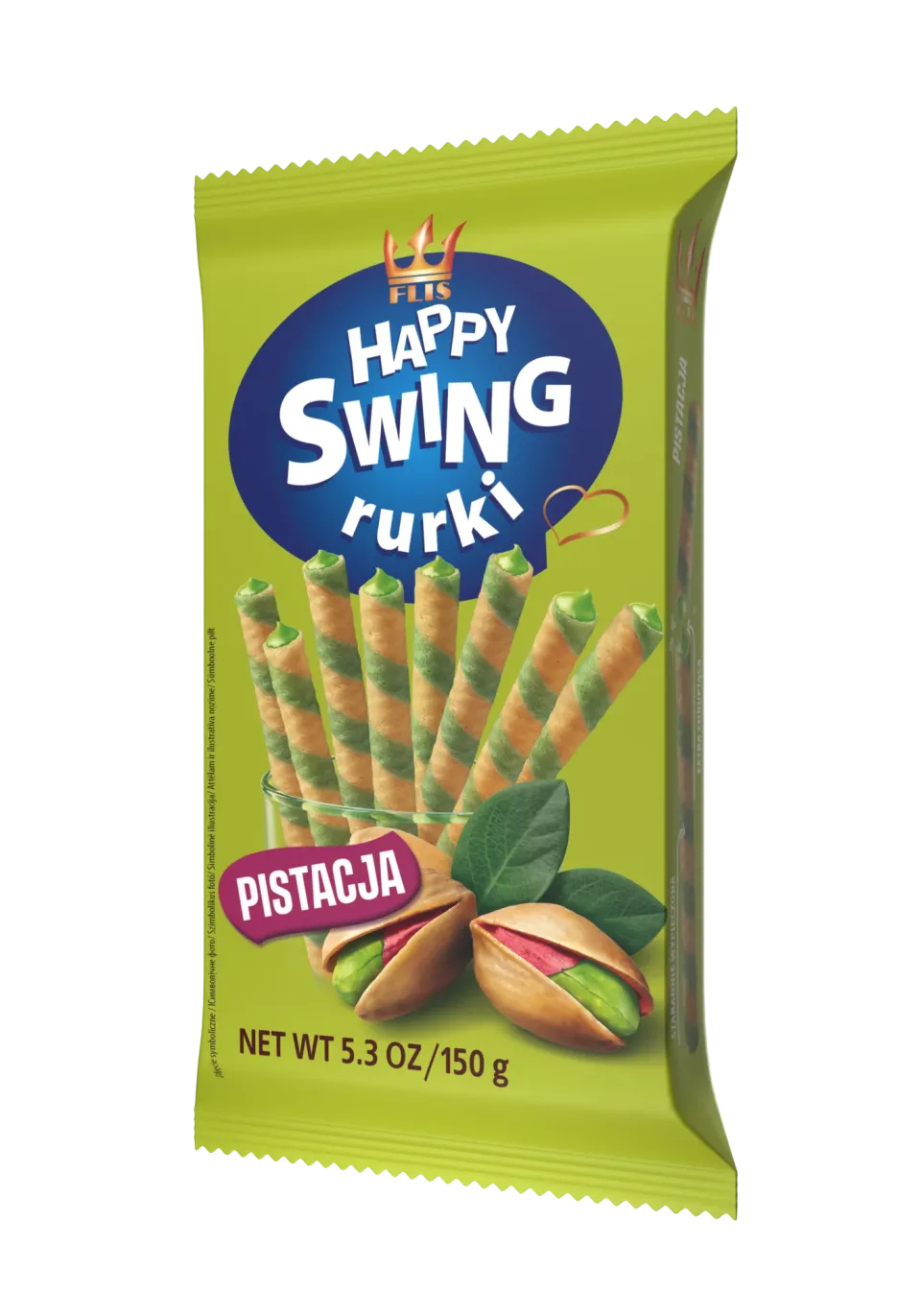 Happy Swing Pistacja 150 g — rurki waflowe