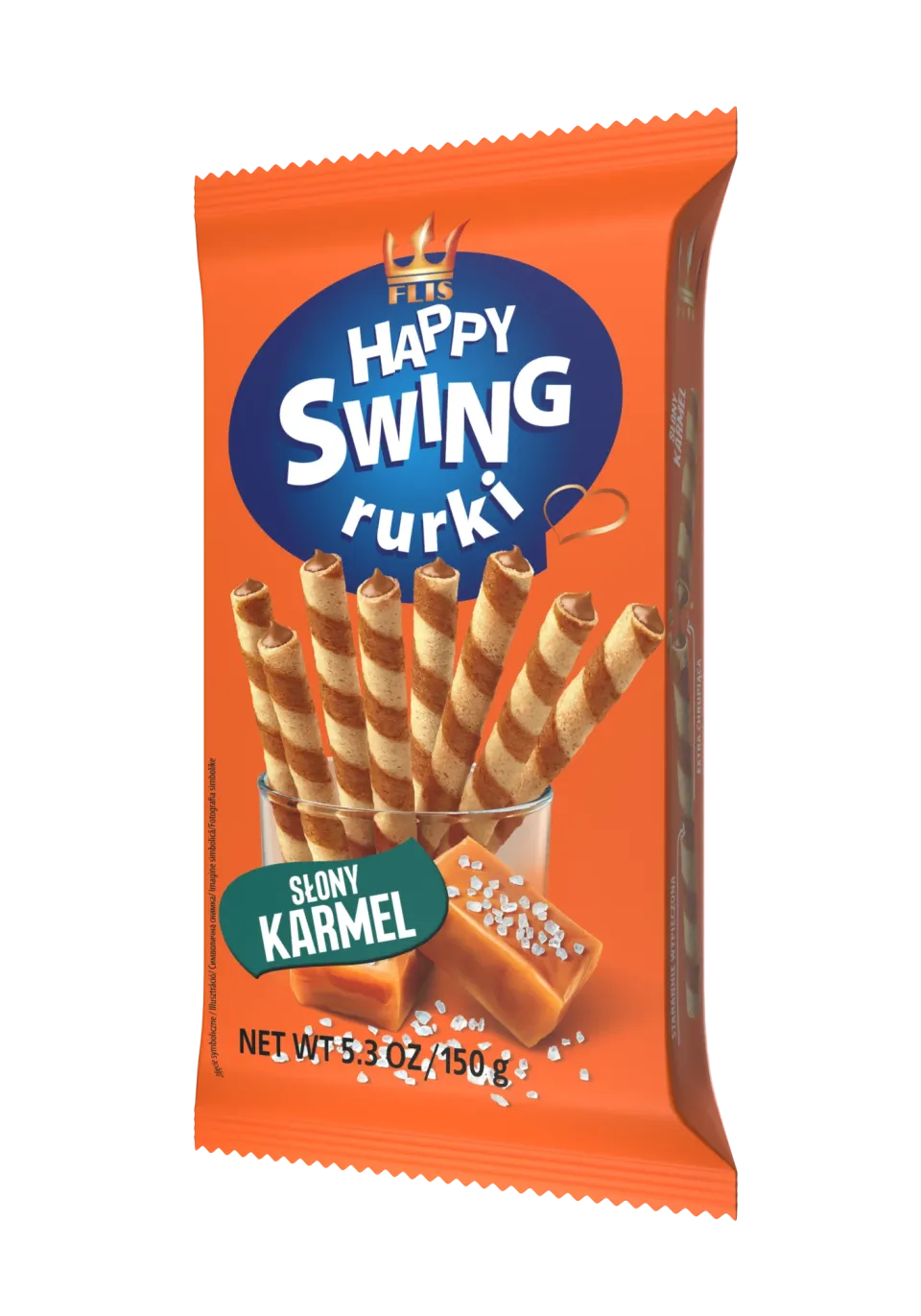 Happy Swing Słony karmel 150 g — rurki waflowe