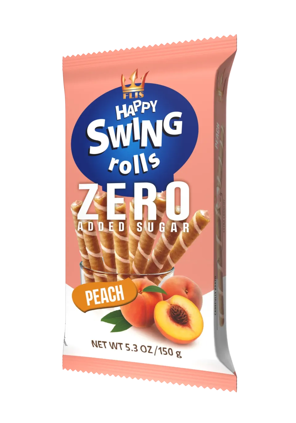 Happy Swing Zero Peach ZERO 150 g — wafer rolls
